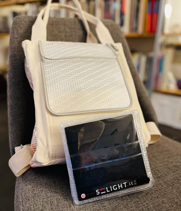 Solar backpack with MegaPuff lantern.