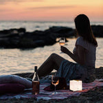 Load image into Gallery viewer, Evening picnic with solar lantern, wine and solarpuff.