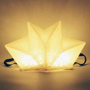 QWNN solar lantern in warm light mode, star crown shape on studio background