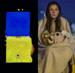 Load image into Gallery viewer, SolarPuff Multicolor and Helix Multicolor make the Ukrainian flag colors. We arre sending our lights to the refugee families that are now homeless as the darkness rises. Hope and light is whaat we give through our Give a Lght program
