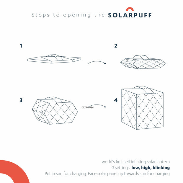 SOLAR LANTERN- COLLAPSIBLE/FOLDABLE  IN WARM WHITE - SolarPuff™ LS