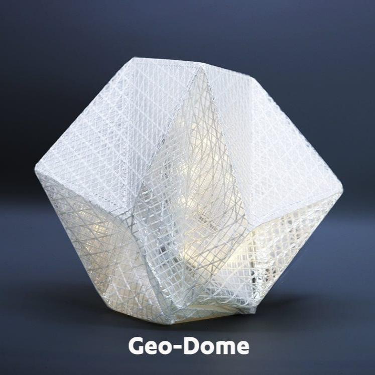 QWNN lantern expanded into geometric dome shape, solar light configuration