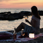 Load image into Gallery viewer, Evening picnic with solar lantern, wine and solarpuff.
